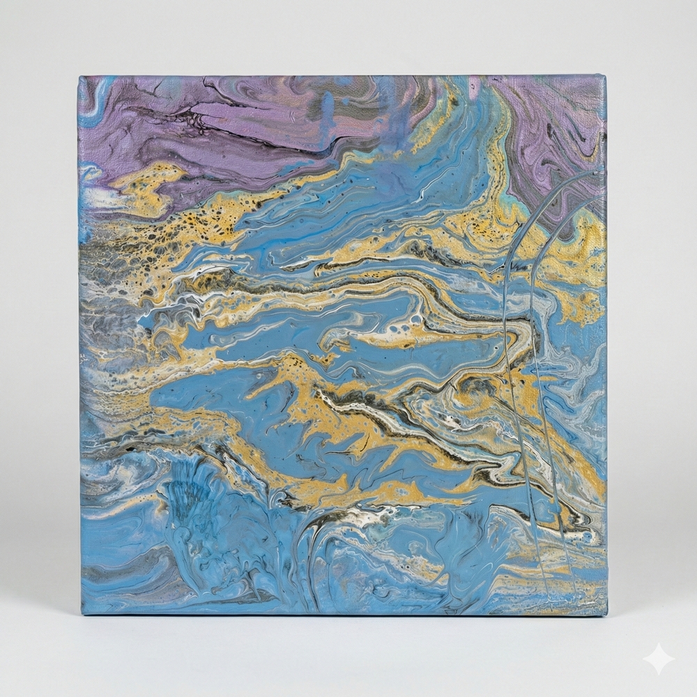 Blue and Gold Abstract Canvas Art